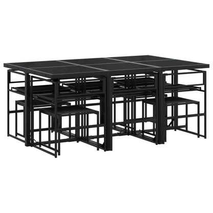 Set da Pranzo da Giardino 11 pz con Cuscini Nero in Textilene | homemem39