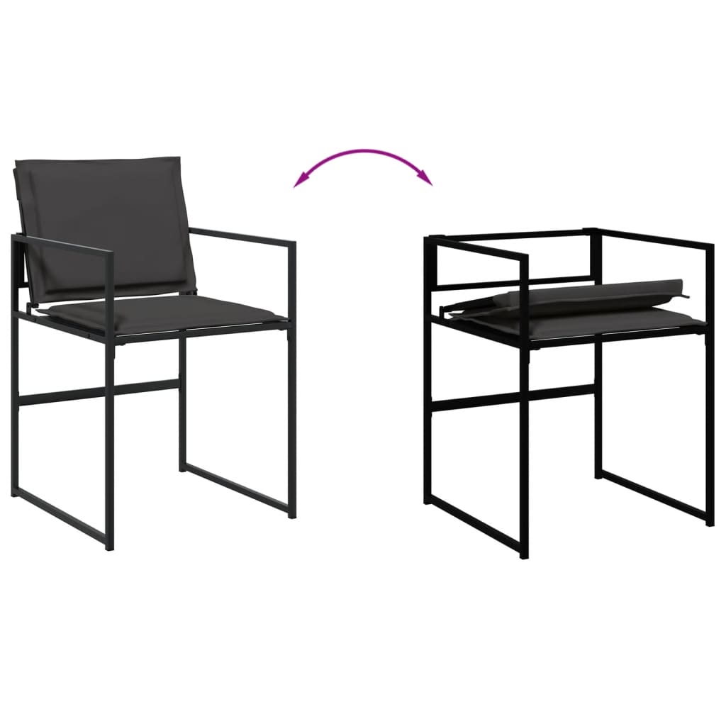 Set da Pranzo da Giardino 11 pz con Cuscini Nero in Textilene | homemem39