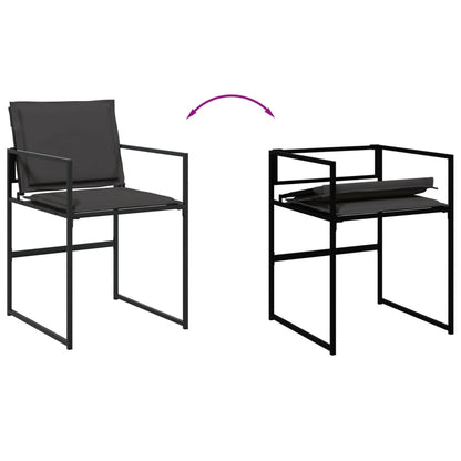 Set da Pranzo da Giardino 11 pz con Cuscini Nero in Textilene | homemem39