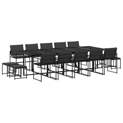 Set da Pranzo da Giardino 15 pz con Cuscini Nero in Textilene | homemem39