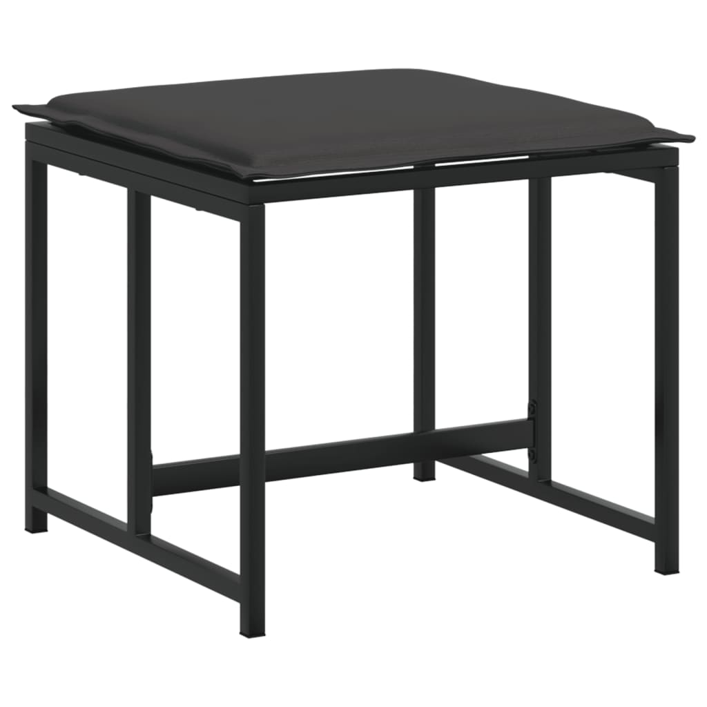 Set da Pranzo da Giardino 15 pz con Cuscini Nero in Textilene | homemem39