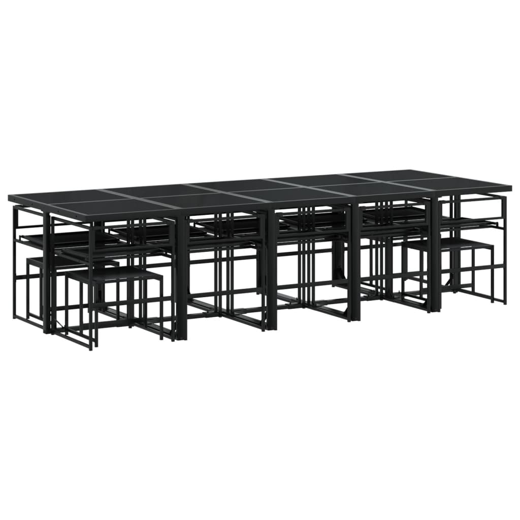 Set da Pranzo da Giardino 15 pz con Cuscini Nero in Textilene | homemem39