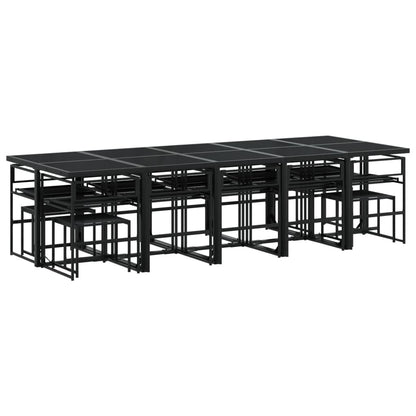 Set da Pranzo da Giardino 15 pz con Cuscini Nero in Textilene | homemem39