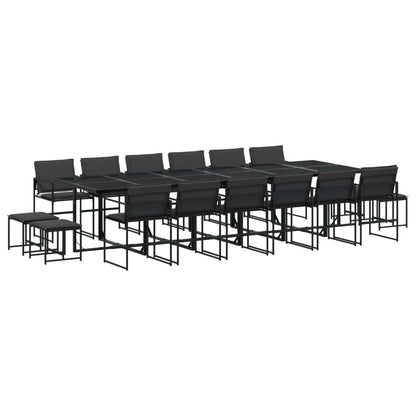 Set da Pranzo da Giardino 17 pz con Cuscini Nero in Textilene | homemem39