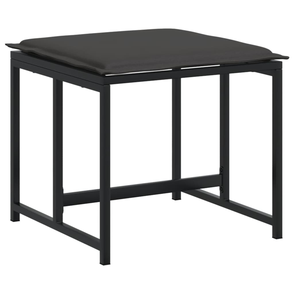 Set da Pranzo da Giardino 17 pz con Cuscini Nero in Textilene | homemem39