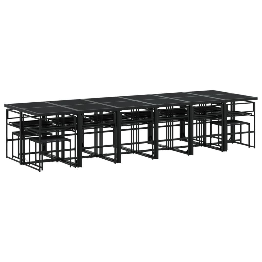 Set da Pranzo da Giardino 17 pz con Cuscini Nero in Textilene | homemem39