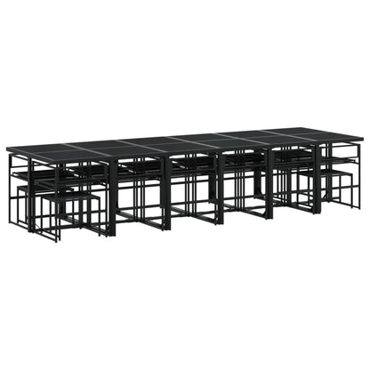 Set da Pranzo da Giardino 17 pz con Cuscini Nero in Textilene | homemem39