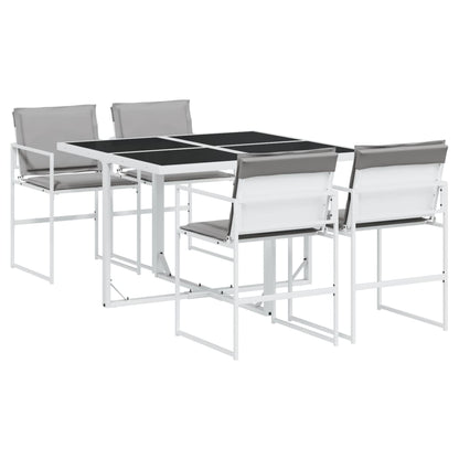 Set da Pranzo da Giardino 5 pz con Cuscini Bianco in Textilene - homemem39