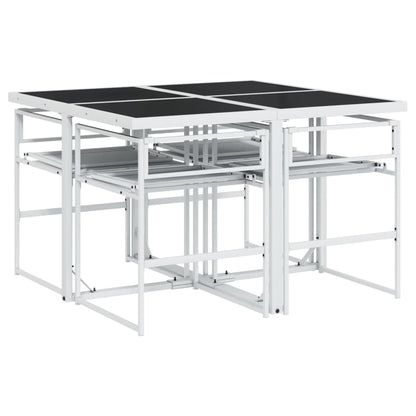 Set da Pranzo da Giardino 5 pz con Cuscini Bianco in Textilene | homemem39