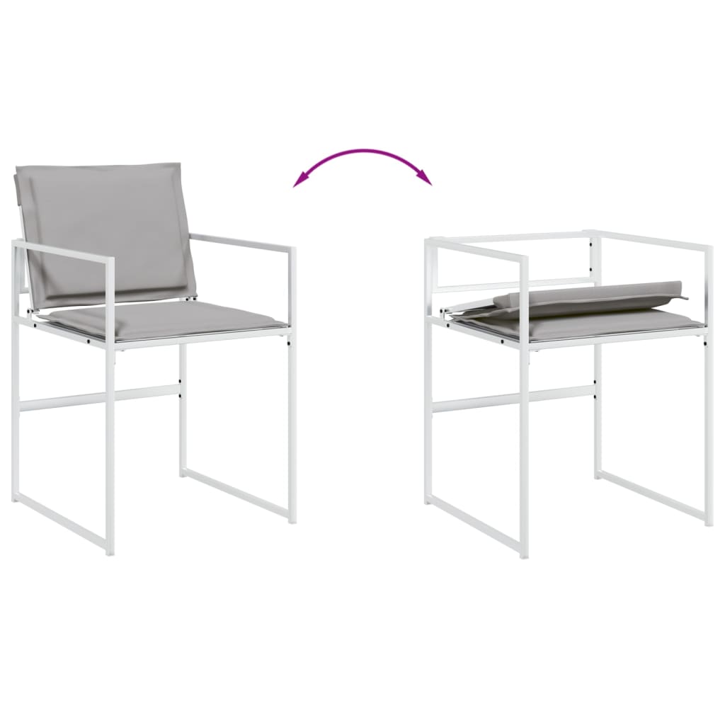Set da Pranzo da Giardino 5 pz con Cuscini Bianco in Textilene | homemem39