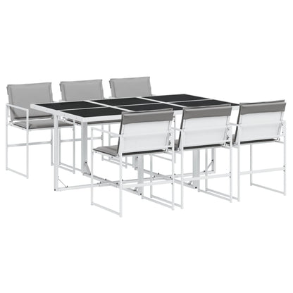 Set da Pranzo da Giardino 7 pz con Cuscini Bianco in Textilene | homemem39