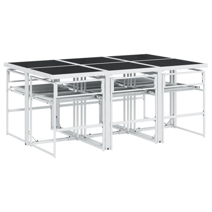 Set da Pranzo da Giardino 7 pz con Cuscini Bianco in Textilene | homemem39
