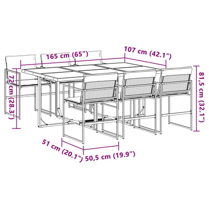 Set da Pranzo da Giardino 7 pz con Cuscini Bianco in Textilene | homemem39