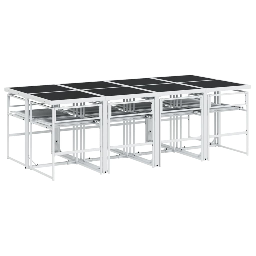 Set da Pranzo da Giardino 9 pz con Cuscini Bianco in Textilene | homemem39