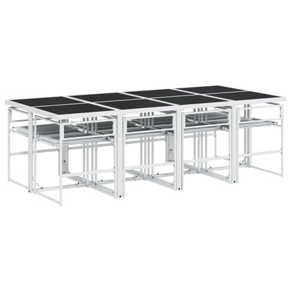Set da Pranzo da Giardino 9 pz con Cuscini Bianco in Textilene | homemem39