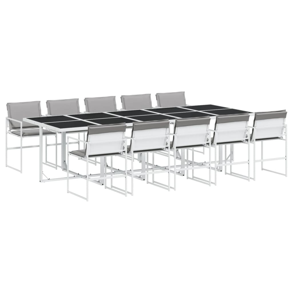 Set da Pranzo da Giardino 11 pz con Cuscini Bianco in Textilene | homemem39