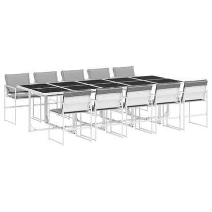 Set da Pranzo da Giardino 11 pz con Cuscini Bianco in Textilene | homemem39