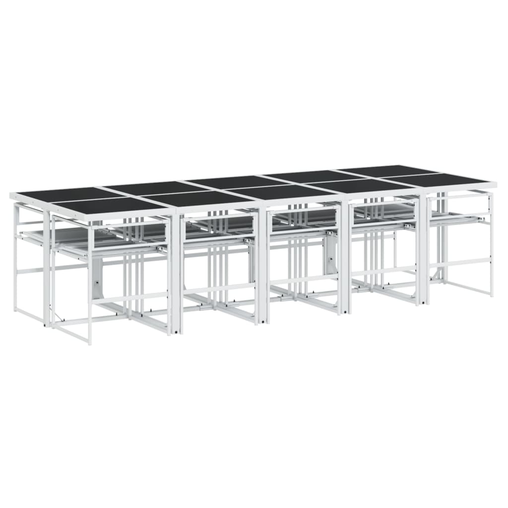 Set da Pranzo da Giardino 11 pz con Cuscini Bianco in Textilene | homemem39