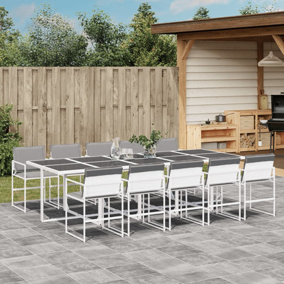 Set da Pranzo da Giardino 11 pz con Cuscini Bianco in Textilene | homemem39