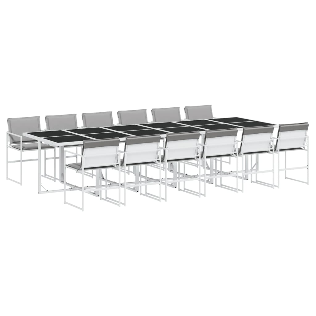 Set da Pranzo da Giardino 13 pz con Cuscini Bianco in Textilene | homemem39