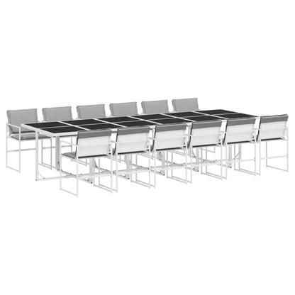 Set da Pranzo da Giardino 13 pz con Cuscini Bianco in Textilene | homemem39