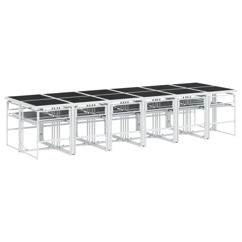 Set da Pranzo da Giardino 13 pz con Cuscini Bianco in Textilene | homemem39