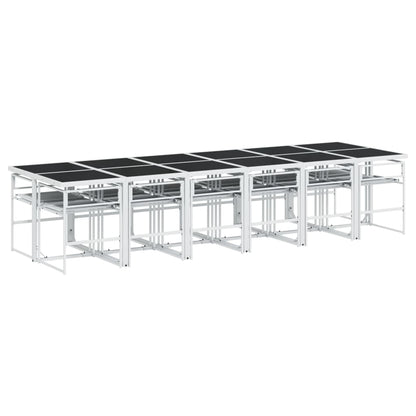 Set da Pranzo da Giardino 13 pz con Cuscini Bianco in Textilene | homemem39