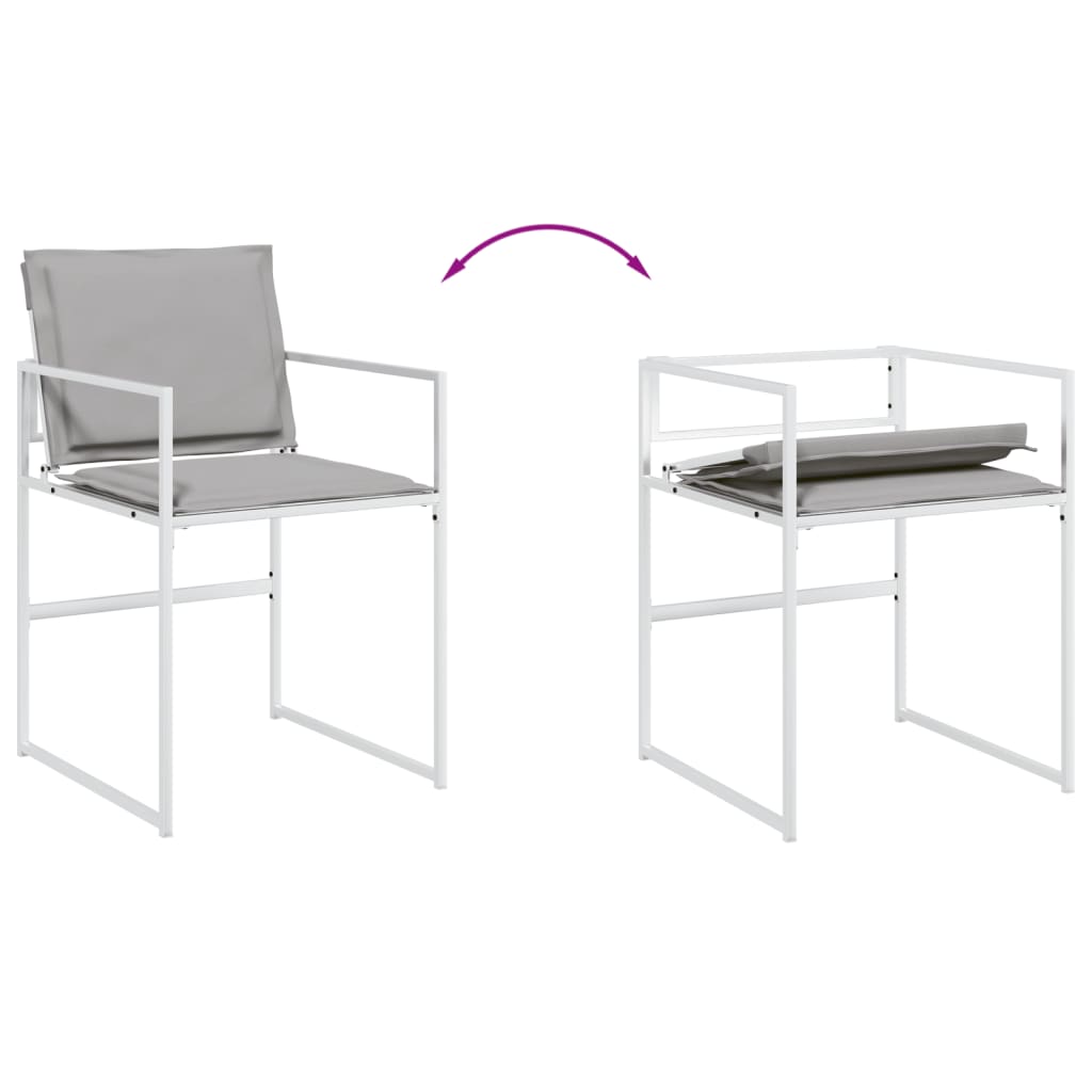 Set da Pranzo da Giardino 9 pz con Cuscini Bianco in Textilene | homemem39