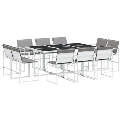 Set da Pranzo da Giardino 11 pz con Cuscini Bianco in Textilene | homemem39