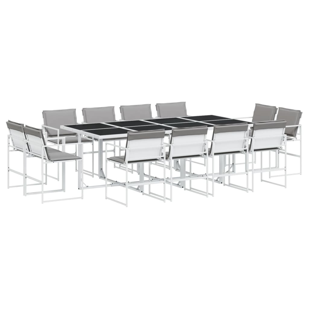 Set da Pranzo da Giardino 13 pz con Cuscini Bianco in Textilene | homemem39