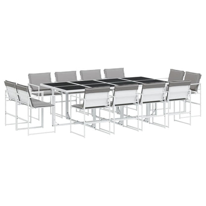 Set da Pranzo da Giardino 13 pz con Cuscini Bianco in Textilene | homemem39