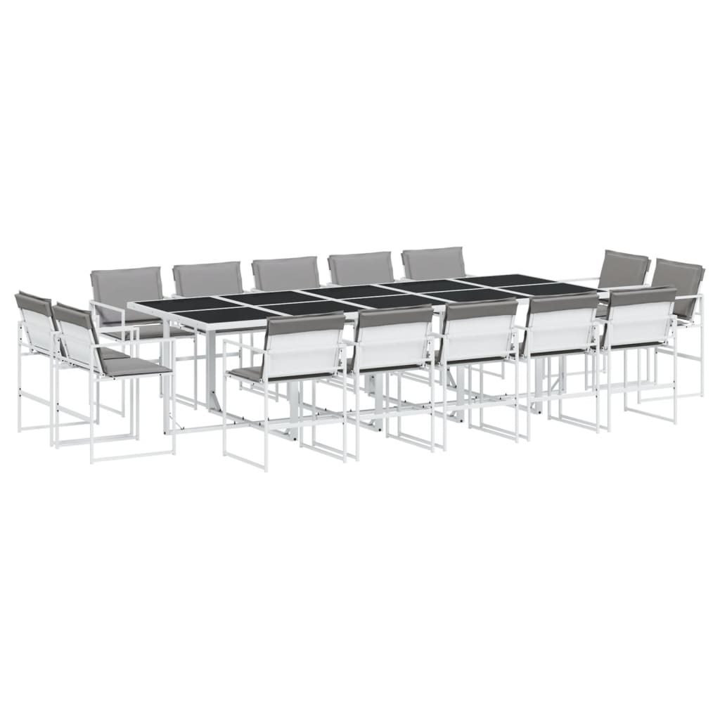 Set da Pranzo da Giardino 15 pz con Cuscini Bianco in Textilene | homemem39