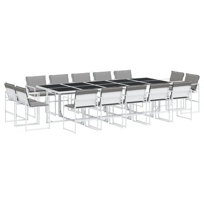 Set da Pranzo da Giardino 15 pz con Cuscini Bianco in Textilene | homemem39