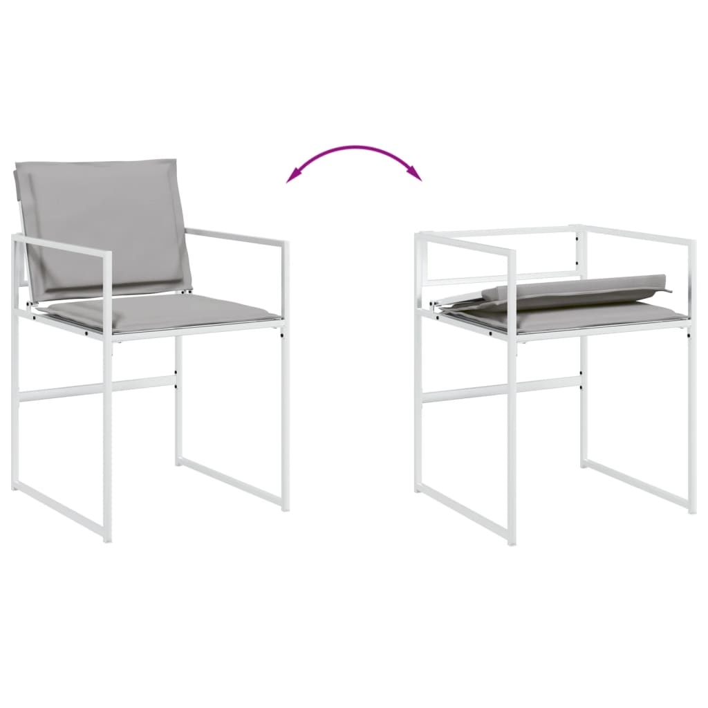 Set da Pranzo da Giardino 17 pz con Cuscini Bianco in Textilene | homemem39