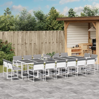 Set da Pranzo da Giardino 17 pz con Cuscini Bianco in Textilene | homemem39