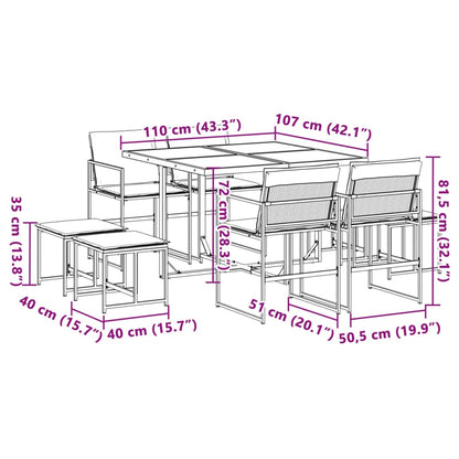 Set da Pranzo da Giardino 9 pz con Cuscini Bianco in Textilene | homemem39