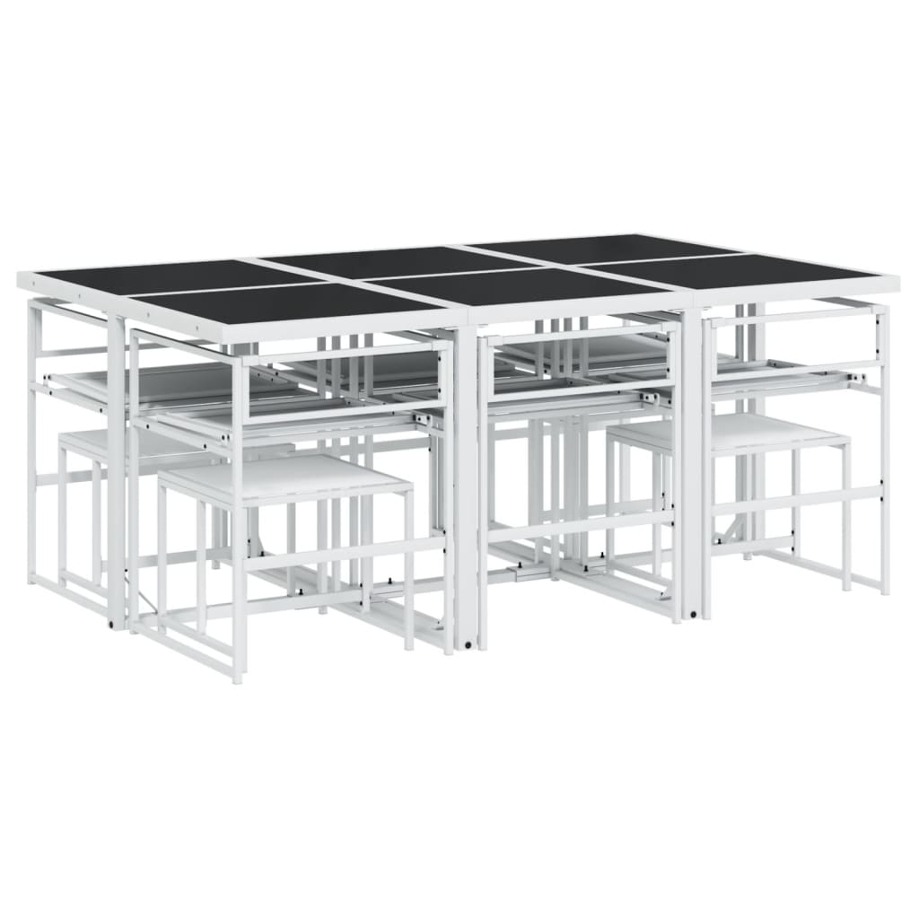 Set da Pranzo da Giardino 11 pz con Cuscini Bianco in Textilene | homemem39
