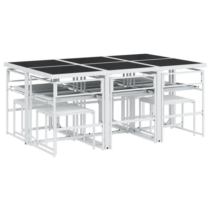 Set da Pranzo da Giardino 11 pz con Cuscini Bianco in Textilene | homemem39