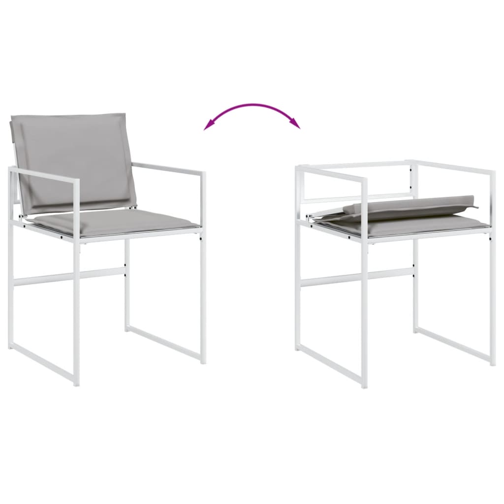 Set da Pranzo da Giardino 11 pz con Cuscini Bianco in Textilene | homemem39