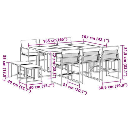 Set da Pranzo da Giardino 11 pz con Cuscini Bianco in Textilene | homemem39
