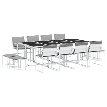 Set da Pranzo da Giardino 13 pz con Cuscini Bianco in Textilene | homemem39
