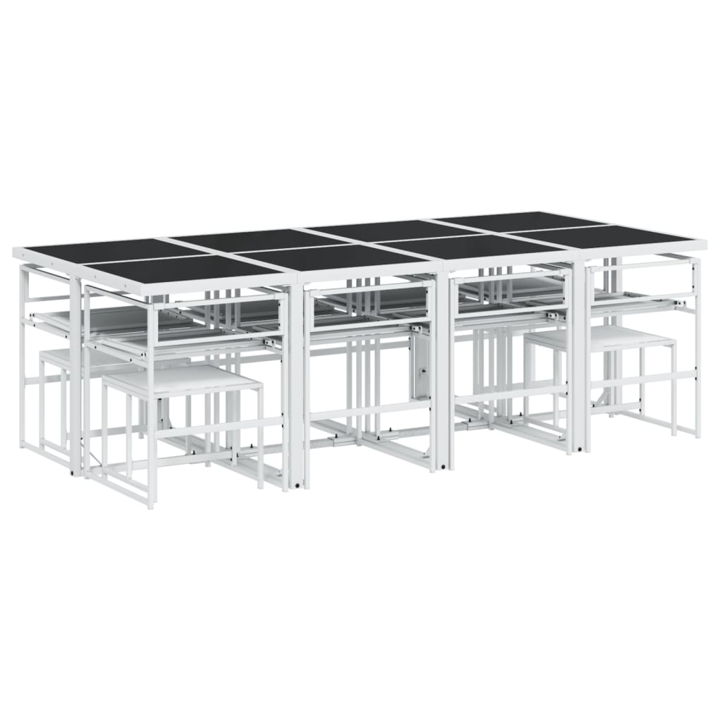 Set da Pranzo da Giardino 13 pz con Cuscini Bianco in Textilene | homemem39