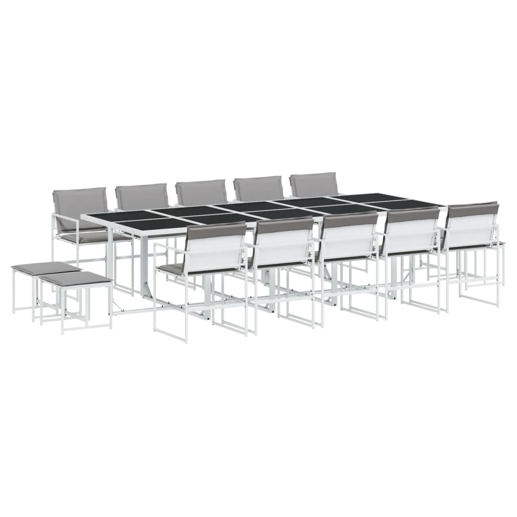 Set da Pranzo da Giardino 15 pz con Cuscini Bianco in Textilene | homemem39