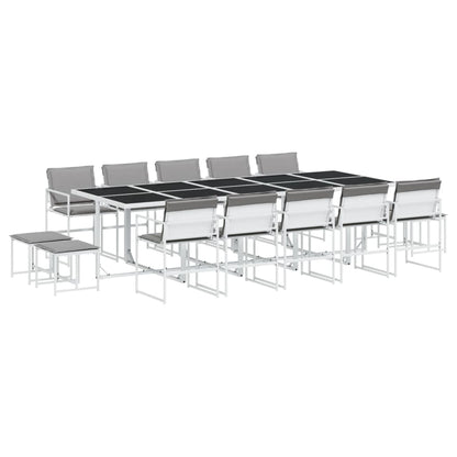 Set da Pranzo da Giardino 15 pz con Cuscini Bianco in Textilene | homemem39