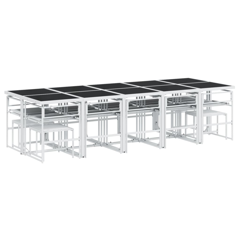 Set da Pranzo da Giardino 15 pz con Cuscini Bianco in Textilene | homemem39