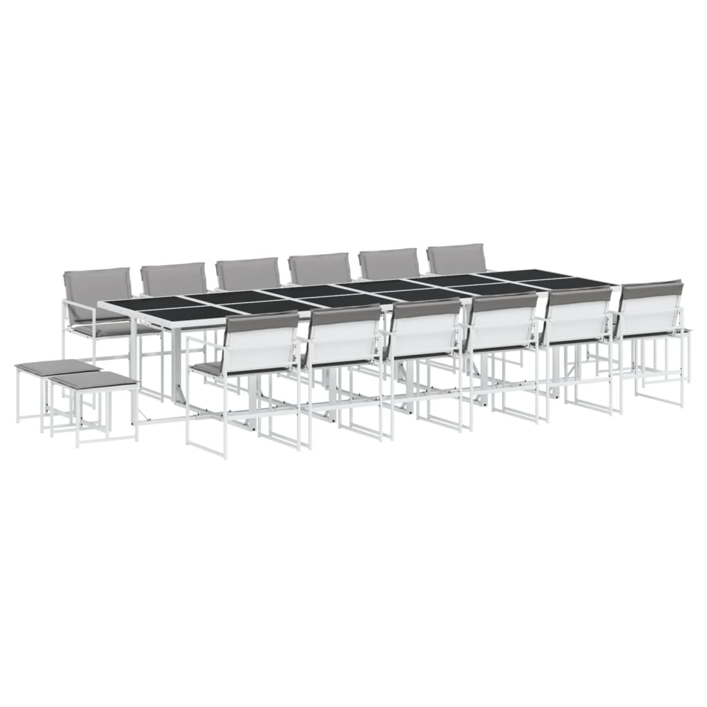 Set da Pranzo da Giardino 17 pz con Cuscini Bianco in Textilene | homemem39