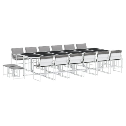Set da Pranzo da Giardino 17 pz con Cuscini Bianco in Textilene | homemem39