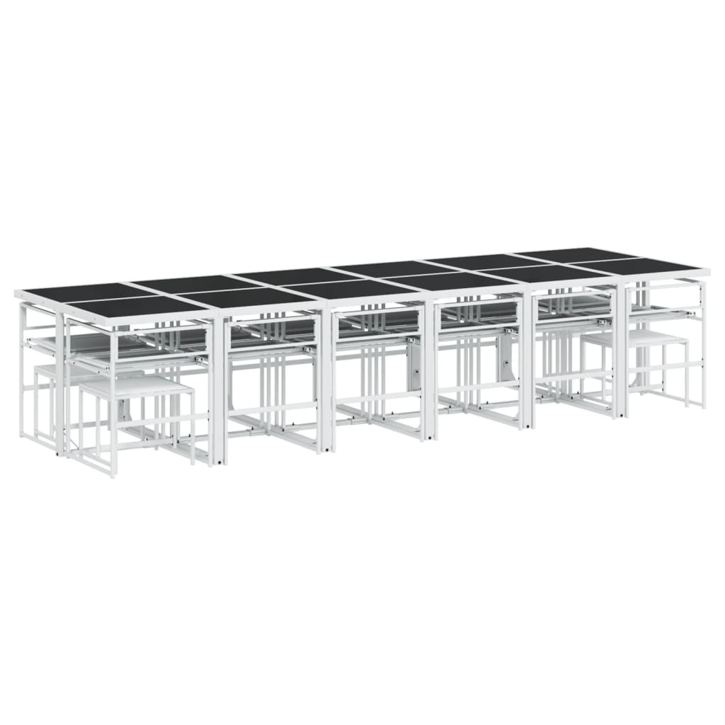 Set da Pranzo da Giardino 17 pz con Cuscini Bianco in Textilene | homemem39