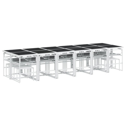 Set da Pranzo da Giardino 17 pz con Cuscini Bianco in Textilene | homemem39