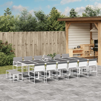 Set da Pranzo da Giardino 17 pz con Cuscini Bianco in Textilene | homemem39